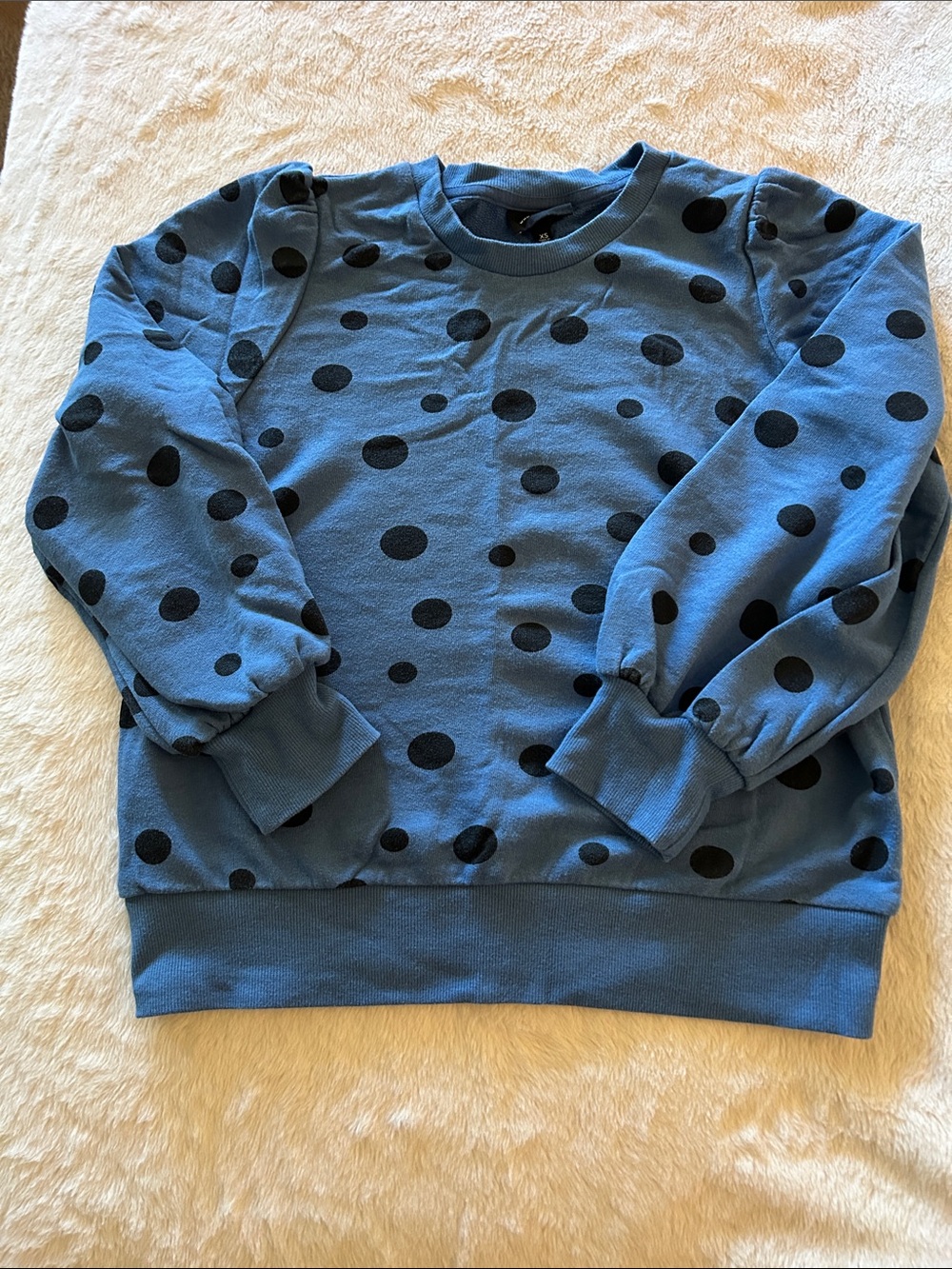 Who What Wear Dusty Blue Polka Dot Pullover